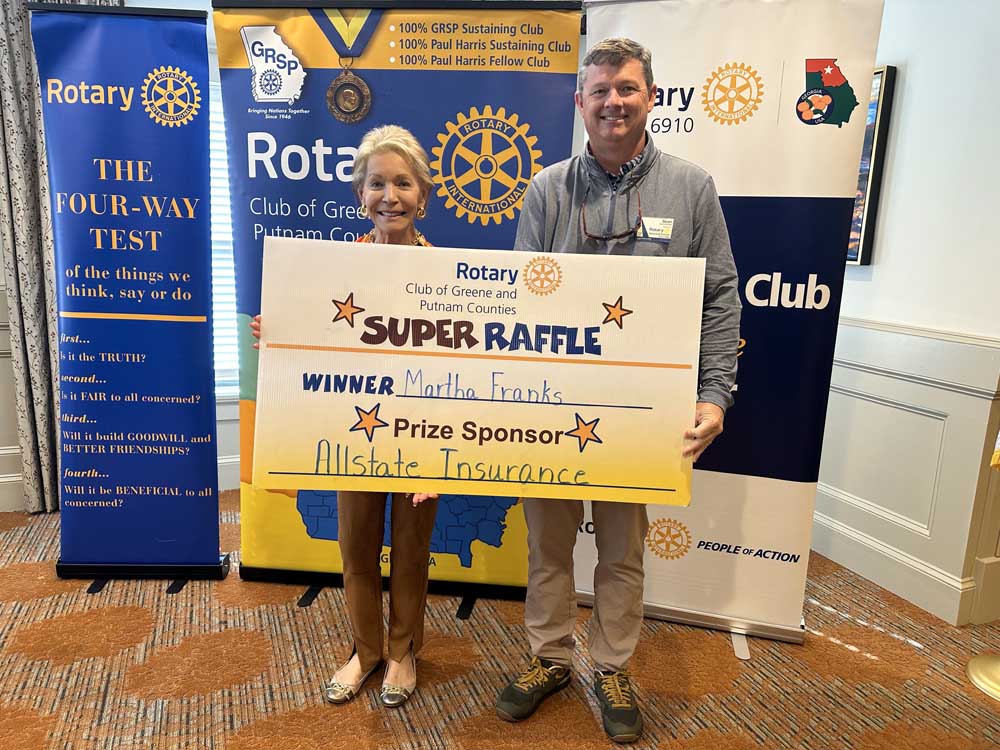 Rotary Raffle Defender Rotary Week 46 raffle winner | Lake Oconee Breeze
